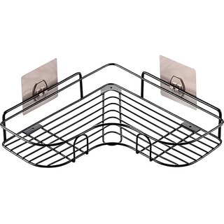 Corner Shower Caddy Shelf, Black Metal Wire Basket, Adhesive Wall Mount, Bathroom Storage Organizer - Hardware, Tools and Home Safety | Buy online on ZillyBuy