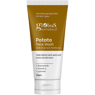 globus naturals potato face wash with plum dpanthenol helps lighten dark spots and evens out skin tone suitable for all skin types 50gm