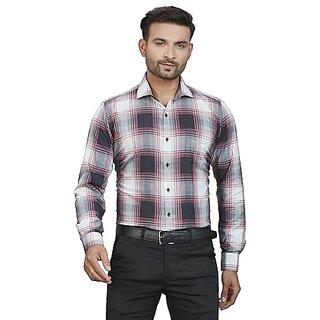 DUKUL Men's Long Sleeve Formal Checks Shirt | Regular Fit | Stylish & Comfortable | Soft Cotton | Machine Washable | Perfect for Business & Office