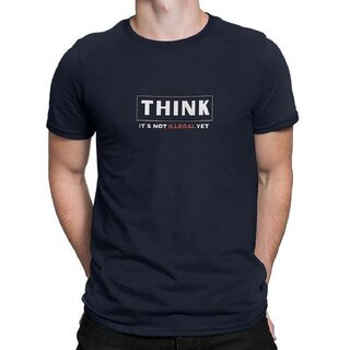 HIT SQUARE Mens Round Neck Printed T-Shirt | Navy Blue, Pure Cotton, Casual Wear