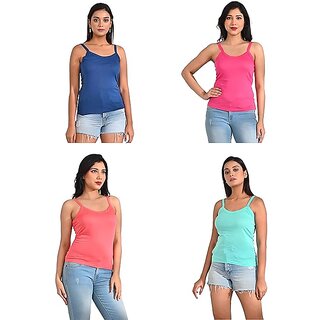 Ginash Women's Cotton Modal Slips (Multicolor, Pack of 4) - Camisoles | Buy online on ZillyBuy