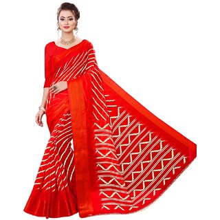 Red Colour Cotton Bandhani Printed Saree - Sarees | Buy online on ZillyBuy