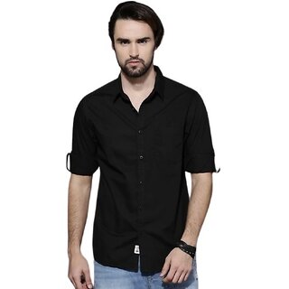 Modernity Men Black Solid Regular Fit Shirt