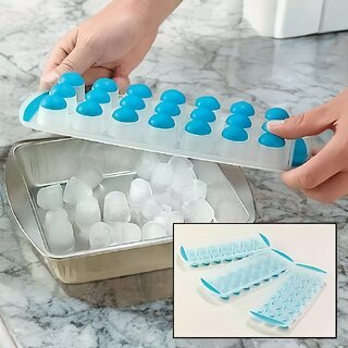 Everyday use ice moulding tray flexible silicone bottom,pop out ice cubes tray, 21 grid cavity,multicolour,pack of 2 - Cookware | Buy online on ZillyBuy