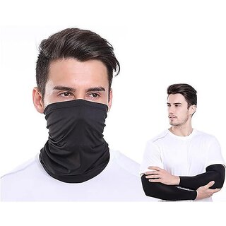 (Set of 2) Men and Women Dust & Sun Protection Face Mask with Arm Sleeves Scarf Neck Cover Balaclava for Cycling Driving Running Gardening - Ethnic Wear | Buy online on ZillyBuy
