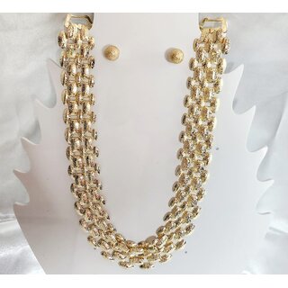 Trendy Twisted gold plated Neck chain with Earring for women gold