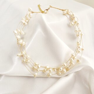 Fashion Jewellery Stylish Choker Necklace Set For Women And Girls  Western party necklace  peal necklace for girls gold