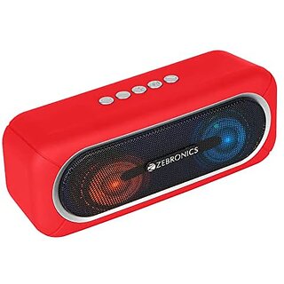 Zebronics Zeb-Delight 20 Bluetooth v5.0 Portable Speaker with 10W RMS TWS Function FM Radio Call Function Supports USB microSD 5H Backup Built-in Rechargeable Battery AUX and RGB Lights (Red).