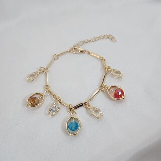 Gold plated Multi color drop bracelet for girl Women gold
