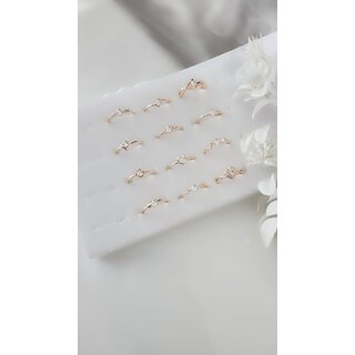 Trendy Adjustable Rose gold plated Finger ring for women (Combo set of 12) rose gold