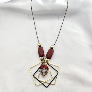 Stylish Long Chain Brown Stone Necklace for WomenGirls brown