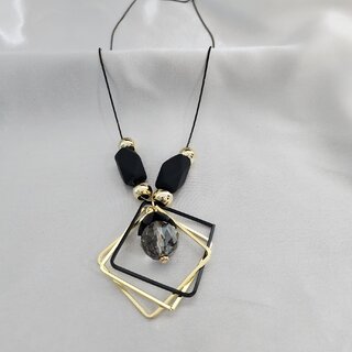 Stylish Long Chain Black Stone Necklace for WomenGirls black