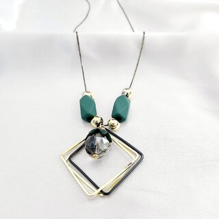 Stylish Long Chain Green Stone Necklace for WomenGirls green