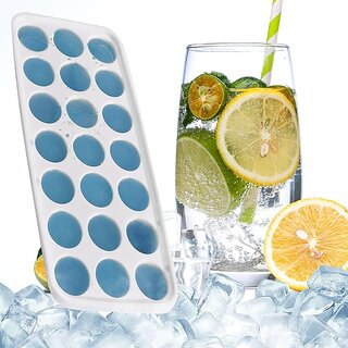 Pop up ice tray pack of 2 blue/green, 21 grid, silicon bottom, bpa free, reusable, plastic cover, easy removal pop up - Cookware | Buy online on ZillyBuy