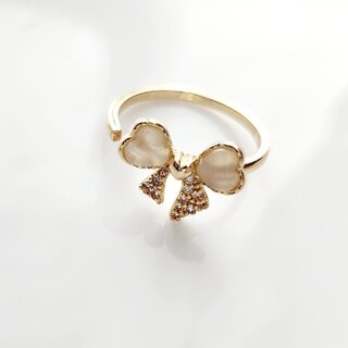 Gold-Plated Stainless Steel Heart Shape  Finger Ring gold