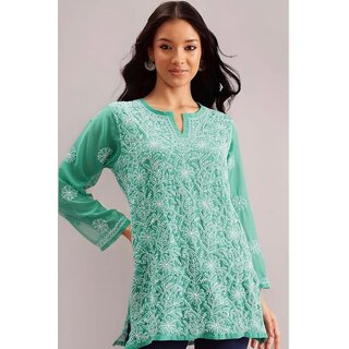 Women Pure Lucknawi Chicken Short Kurti