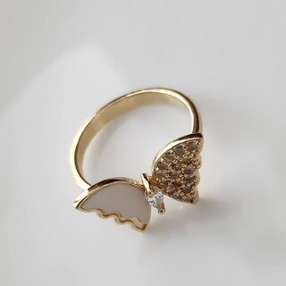 Gold-Plated Stainless Steel Buttrefly  Finger Ring gold