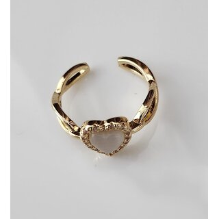 Trendy Gold - Plated Stainless Steel Heart Finger Ring gold