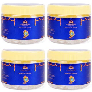 Manokamna Bhimseni Camphor Traditional Remedy with Spiritual Essence Strong Aroma for Healing and Puja (100gm Pack of 4)