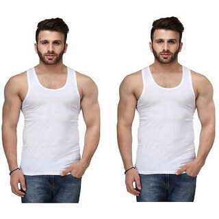 (Pack of 2) PrintCultr Men Solid Pure Cotton Sleeveless Vest For Mens - Vests | Buy online on ZillyBuy