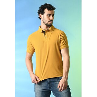 Latest Men PrintCultr Solid Men Polo Neck Polyester Yellow T-Shirt 2026 at ShopCircuit | ONDC