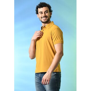 Latest Men PrintCultr Solid Men Polo Neck Polyester Yellow T-Shirt 2026 at ShopCircuit | ONDC