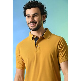 Latest Men PrintCultr Solid Men Polo Neck Polyester Yellow T-Shirt 2026 at ShopCircuit | ONDC