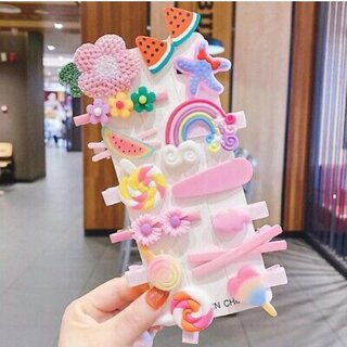 14 pcs multi unicorn ice cream hair clips set baby hairpin for kids girls toddler barrettes hair accessories pink 