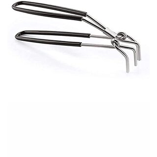 i WARE Stainless Steel Wire Tong Pakkad Utensil Holder, Kitchen Pincers with Grip (21cm) (Black)