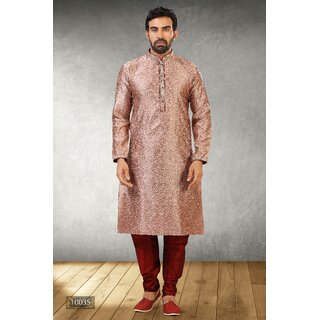 Raivat Ethnic Onion Pink Colour Jacquard Silk Brocade Kurta Pajama 1003 - Ethnic Wear | Buy online on ZillyBuy