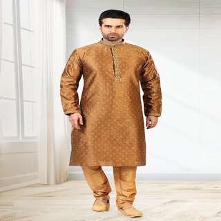 Raivat Ethnic Brown Colour Jacquard Silk Brocade Kurta Pajama 1005 - Ethnic Wear | Buy online on ZillyBuy
