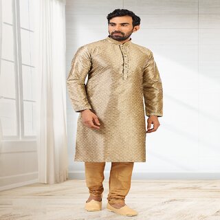 Latest Men Raivat Ethnic Beige Colour Jacquard Silk Brocade Kurta Pajama 1006 2026 at ShopCircui