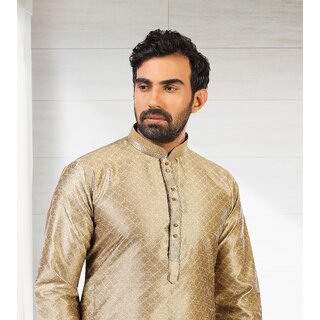 Latest Men Raivat Ethnic Beige Colour Jacquard Silk Brocade Kurta Pajama 1006 2026 at ShopCircui