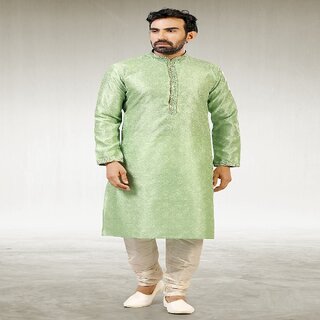 Premium Men Raivat Ethnic Pista Green Colour Jacquard Silk Brocade Kurta Pajama 1022 2026 at Sho