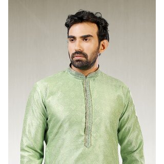 Premium Men Raivat Ethnic Pista Green Colour Jacquard Silk Brocade Kurta Pajama 1022 2026 at Sho