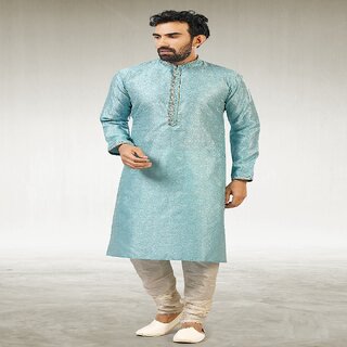 Sophisticated Men Raivat Ethnic Sky Blue Colour Jacquard Silk Brocade Kurta Pajama 1023 2026 at 