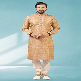 Raivat Ethnic Onion Pink Colour Jacquard Silk Brocade Kurta Pajama 1027 - Ethnic Wear | Buy online on ZillyBuy
