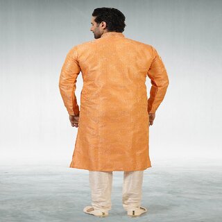 Latest Men Raivat Ethnic Dark Peach Colour Jacquard Silk Brocade Kurta Pajama 1028 2026 at ShopC