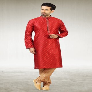 Elegant Men Raivat Ethnic Maroon Colour Jacquard Silk Brocade Kurta Pajama 1032 2026 at ShopCirc