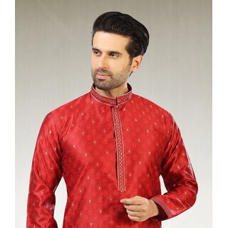 Elegant Men Raivat Ethnic Maroon Colour Jacquard Silk Brocade Kurta Pajama 1032 2026 at ShopCirc