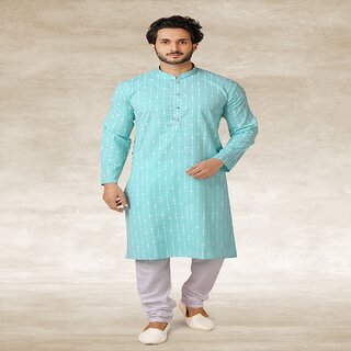 New Men Raivat Ethnic Sky Blue Colour Jacquard Silk Brocade Kurta Pajama 1146 2026 at ShopCircui