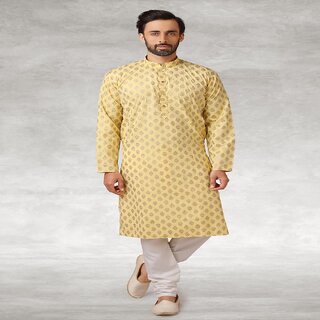 Elegant Men Raivat Ethnic Yellow Colour Cotton Printed Kurta Pajama 1149 2026 at ShopCircuit | O