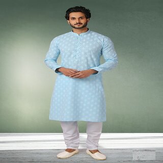 Stylish Men Raivat Ethnic Sky Blue Colour Cotton Kurta Pajama 1168 2026 at ShopCircuit | ONDC