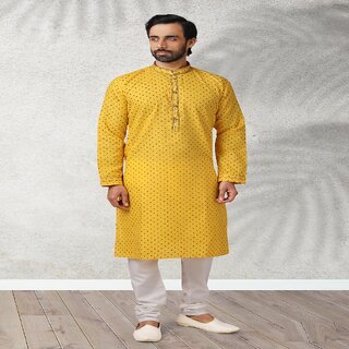 Modern Men Raivat Ethnic Yellow Colour Cotton Kurta Pajama 1174 2026 at ShopCircuit | ONDC