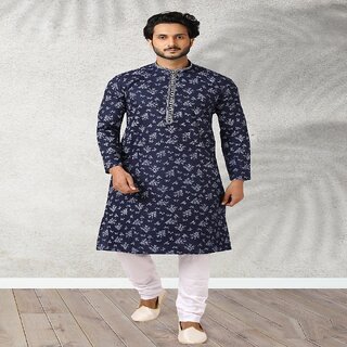 New Men Raivat Ethnic Navy Blue Colour Cotton Kurta Pajama 1179 2026 at ShopCircuit | ONDC