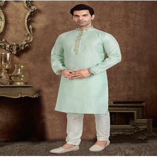 Raivat Ethnic Sea Green Colour Jacquard Silk Brocade Kurta Pajama 1223 - Ethnic Wear | Buy online on ZillyBuy