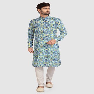Stylish Men Raivat Ethnic Green Colour Cotton Printed Kurta Pajama 1248 2026 at ShopCircuit | ON