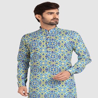 Stylish Men Raivat Ethnic Green Colour Cotton Printed Kurta Pajama 1248 2026 at ShopCircuit | ON