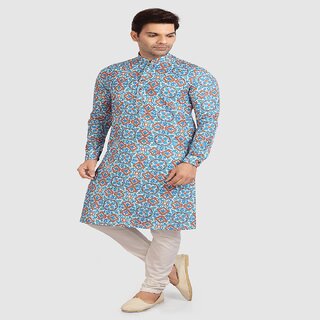 Raivat Ethnic Blue Colour Cotton Printed Kurta Pajama 1249 - Ethnic Wear | Buy online on ZillyBuy