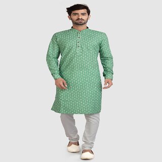 Luxurious Men Raivat Ethnic Green Colour Cotton Kurta Pajama 1262 2026 at ShopCircuit | ONDC